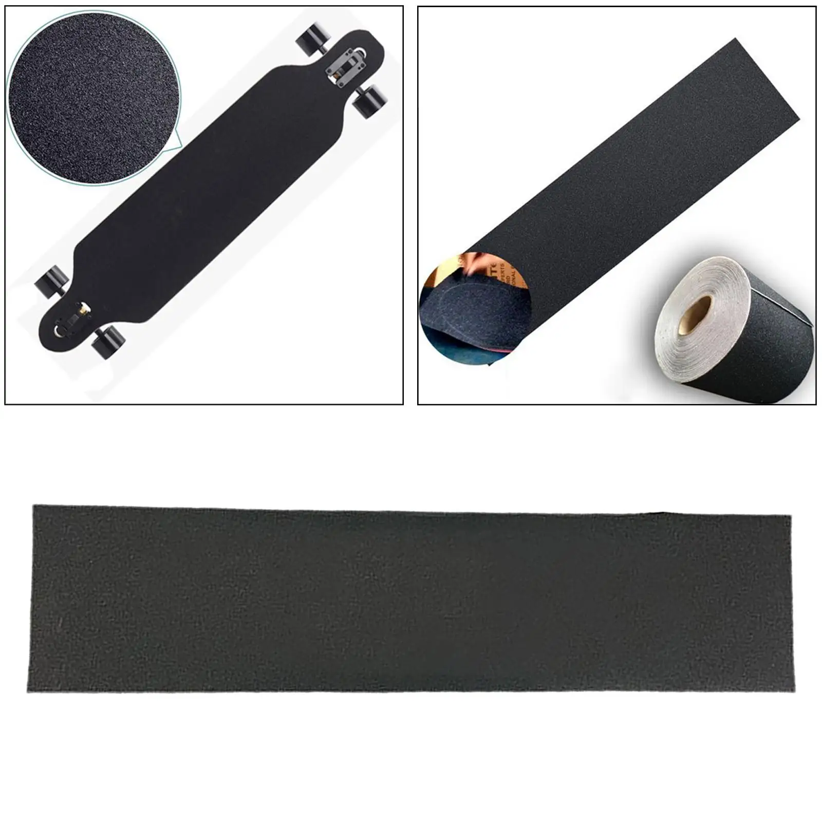 Skateboard Grip Tape, Anti-Skid Longerboard Sandpaper, Scooter Scrub Stickers, Bubble Free Skating Board Griptape Sheet Black