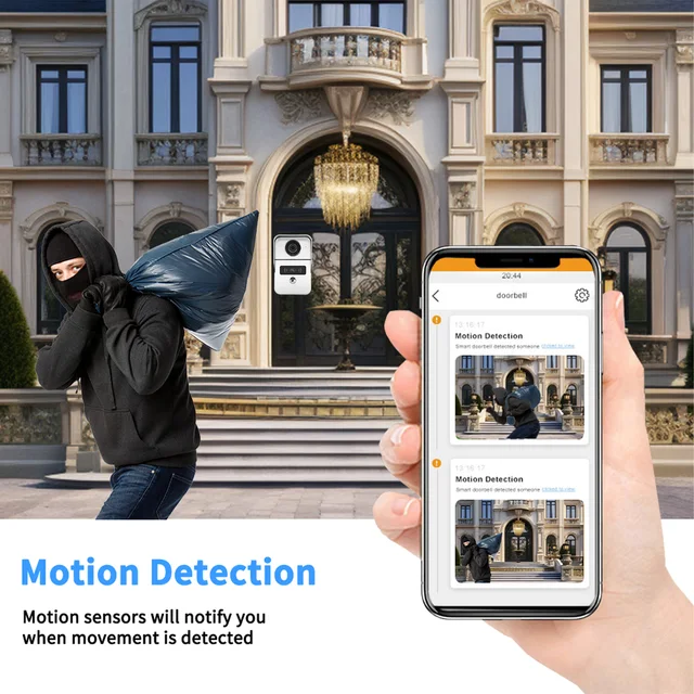 1080P Video Doorbell System Tuya Smart WiFi Intercom With RFID Card Unlock 140° Wide View Motion Detection Remote Control 3