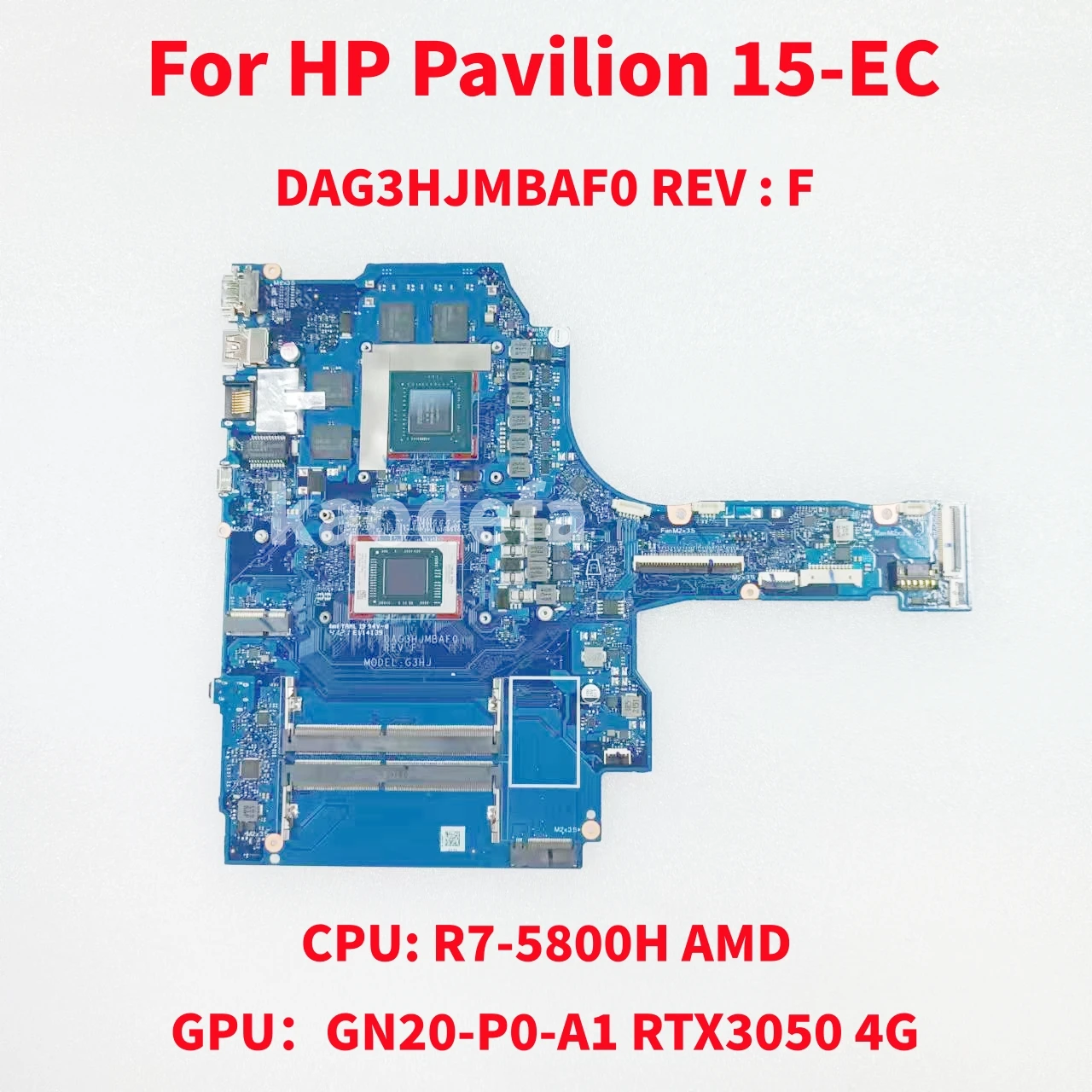 DAG3HJMBAF0 Mainboard For HP Pavilion 15-EC Laptop Motherboard CPU: R7-5800H GPU: GN20-P0-A1 RTX3050 4G DDR4 100% Test OK