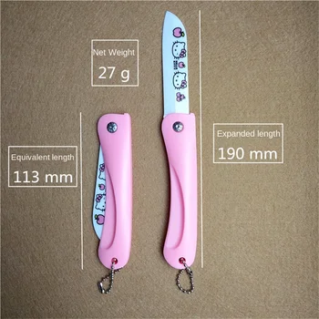 Adorable Hello Kitty Ceramic Folding Fruit Toy Knife - Travel-Friendly Kawaii Sanrio Anime Cartoon Series Food Toy Knife and Peeler Set for Home and On-the-Go Fun