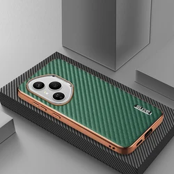 Luxury PU Plating Carbon Fiber Protective Back Cover for Honor 400 (China) (Green)