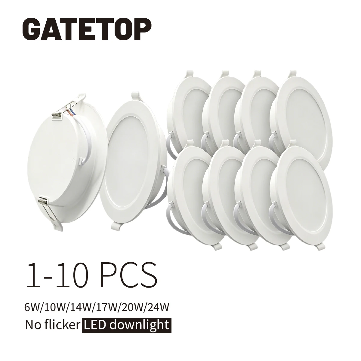 Pack of 1-10 Round Recessed LED Downlight Panel – Adjustable Wattage & Color Temperature