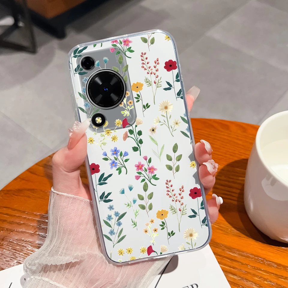Cute Bear Flower Clear Protective Anti-Drop Phone Case - Soft TPU Cover