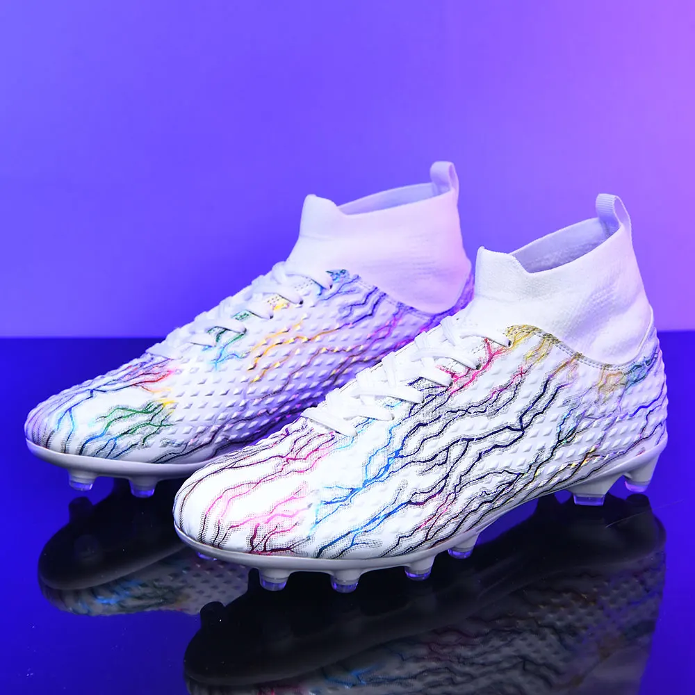 

2024 Men's Soccer Shoes Large Size Ultralight Football Boots Boys Sneakers Non-Slip AG/TF Soccer Cleats Ankle Boots Unisex