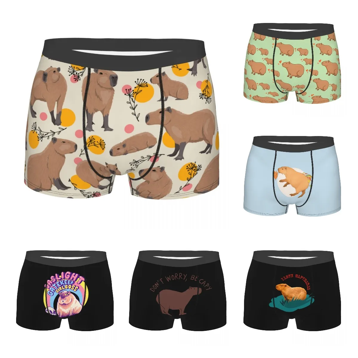 Mens Capybara Underwear Wild Animals of South America Novelty Boxer Shorts Panties Homme Soft Underpants Mens Underwear