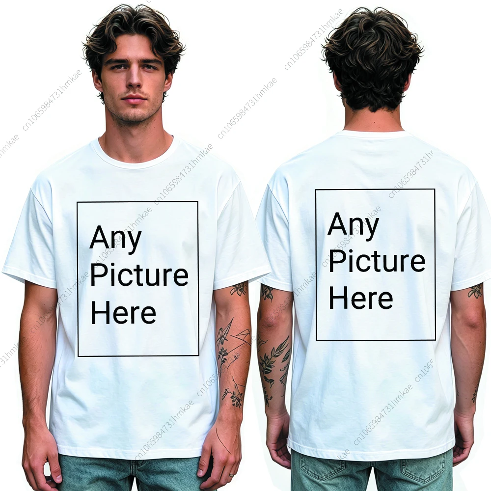 Custom Personalized Your Photo Man T Shirt for Boys Front Back Print Customized Funny Tshirts for Men Short T-shirt Tops Tees