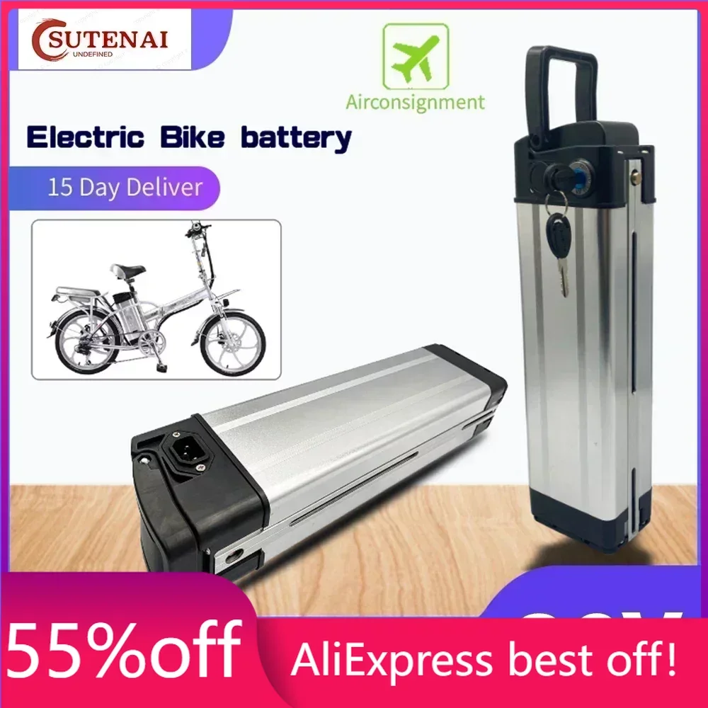 

New 36V portable Silver fish style Electric Bike battery , high power 500W lithium battery aluminum shell suitable for E-bike