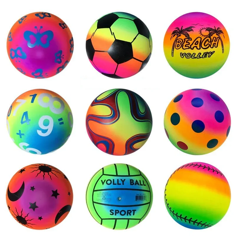 Environmentally Friendly Rainbow Ball Toys for Children Indoor and Outdoor Game Soft and Elastic Leather Ball Party Gifts 4