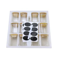 12 Units 200ml Square Glass Storage Jars Bamboo Cover Sealed Glass Bottle Kitchen Seasoning Storage Tank 2