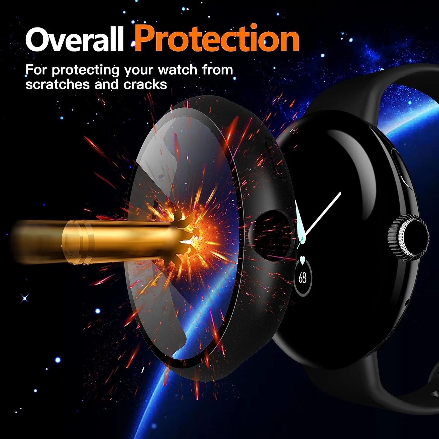 Glass+Case for Google Pixel Watch 2/Pixel Watch, Screen Protector High Sensitivity Lightweight Anti-Fall Cover for Pixel Watch
