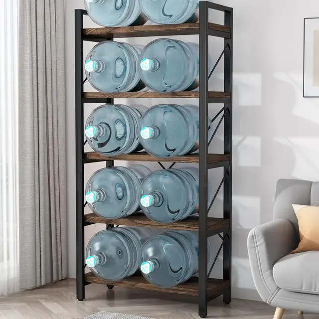 ] 5-Tier Rustic Industrial Bookshelf 4