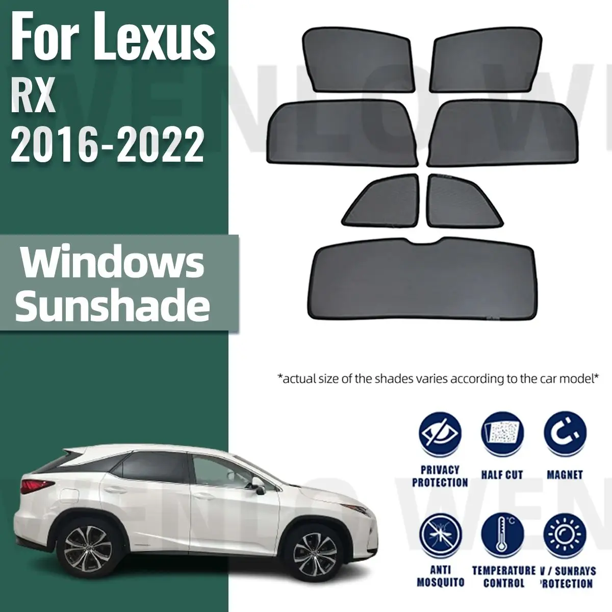 Фото Магнитный автомобильный солнцезащитный козырек для Lexus RX на 5 мест 2016-2022 300 350, переднее ветровое стекло, каркас, задняя фоторамка №1