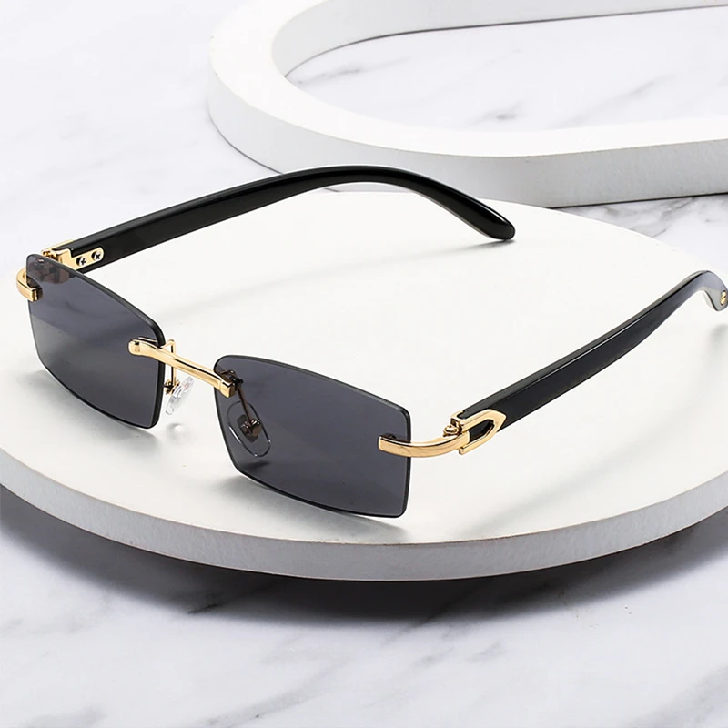 

Retro Rimless Sunglasses Rectangle Women Men Vintage Frameless Sun Glasses Fashion Frameless Square Tinted Glasses