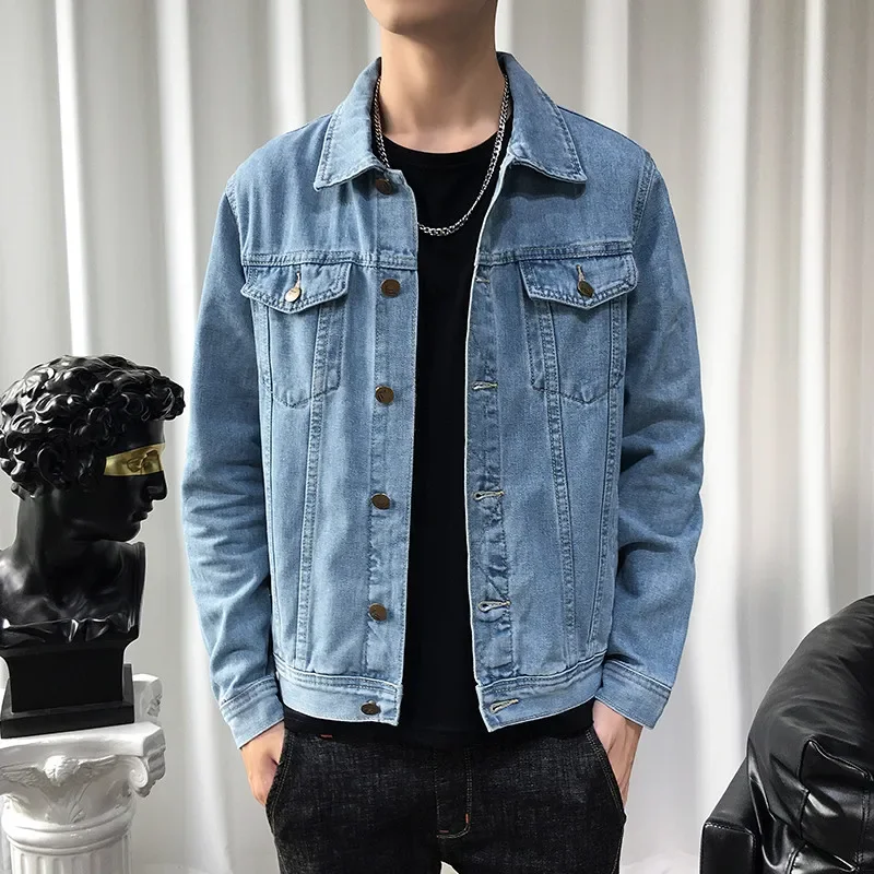 

2022 New Solid Casual Cotton Denim Jacket Men Plus Size M-5XL Lapel Single Breasted Jeans Jacket High Quality Denim Jackets Man