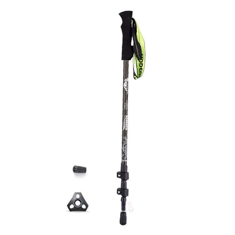 Walking Stick Carbon Cane 3Sections 63-135cm Telescopic Alpenstocks Outdoor Hiking 1PC KODENOR