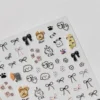 1pcs Cute Sketching Graffiti Animal Cat Dog Rabbit Bear Laser Nail Art Sticker Designs Self Adhesive Decoration Decal Acessories 3