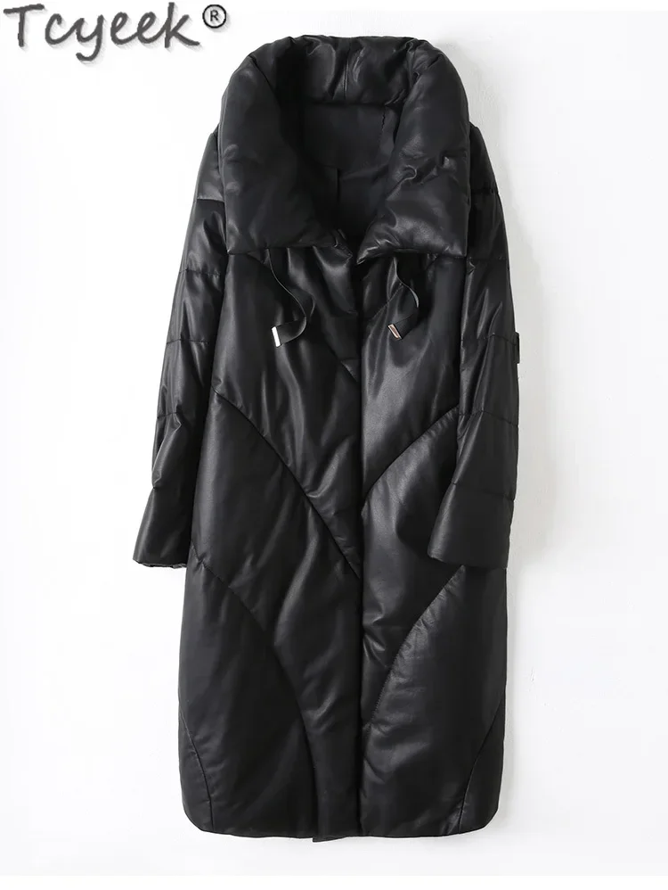

Tcyeek Winter Genuine Leather Down Coats Female Mid-length White Duck Down Jackets 2023 Warm Sheepskin Coat for Women Clothing