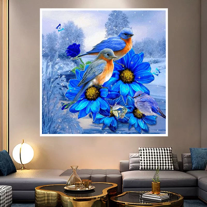 Birds and Flowers Printed Cross Stitch Kits DIY Hummingbird Pattern Embroidery New Fashionable Handmade Hanging Painting Craft
