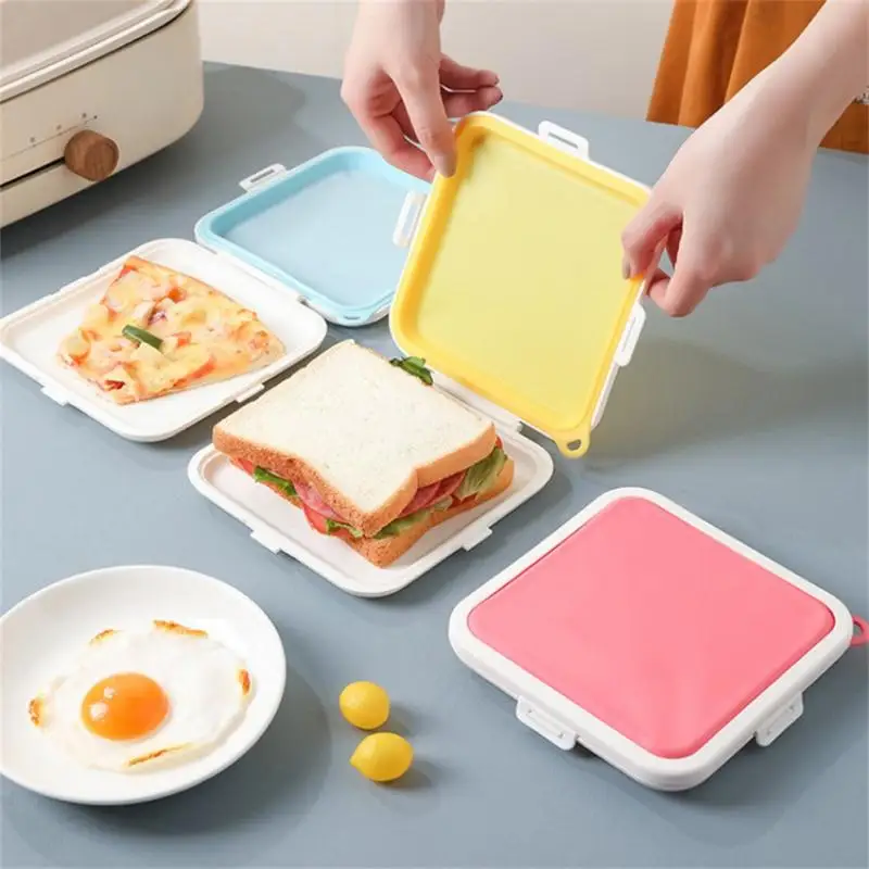 Silicone Sandwich Case Portable Organizer Lunch Box Transparent Toast