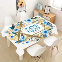 Happy Passover Waterproof Tablecloth Passover Party Decorations Jewish Hebrew Waterproof Table Cloths Kitchen Dining Table Decor 1