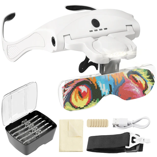 LED Head Magnifier Rechargeable Hands Free Headband Magnifying