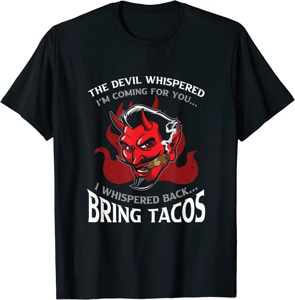 

Рубашка с принтом латинского дьявола и надписью «Bring Tacos», испанская еда» для мужчин и женщин, летние хлопковые футболки, роскошные брендовые винтажные Большие размеры