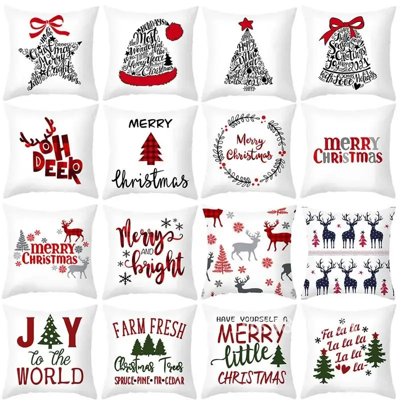 

2021 Merry Christmas Decorations Home Xmas Ornaments Noel Navidad Happy New Year 2021 Christmas Cushion Cover Pillowcase