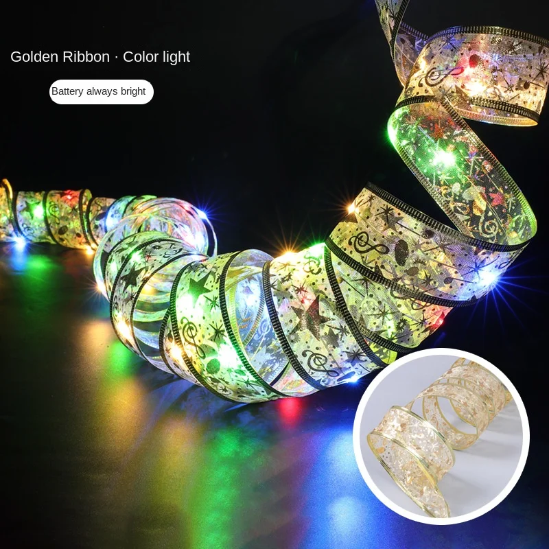 thumbnail image 1 of LED Ribbon Fairy Lights Christmas Decoration Christmas Tree Ornaments for Home 2023 DIY Bows String Lights Navidad New Year 2024, 1 of 5