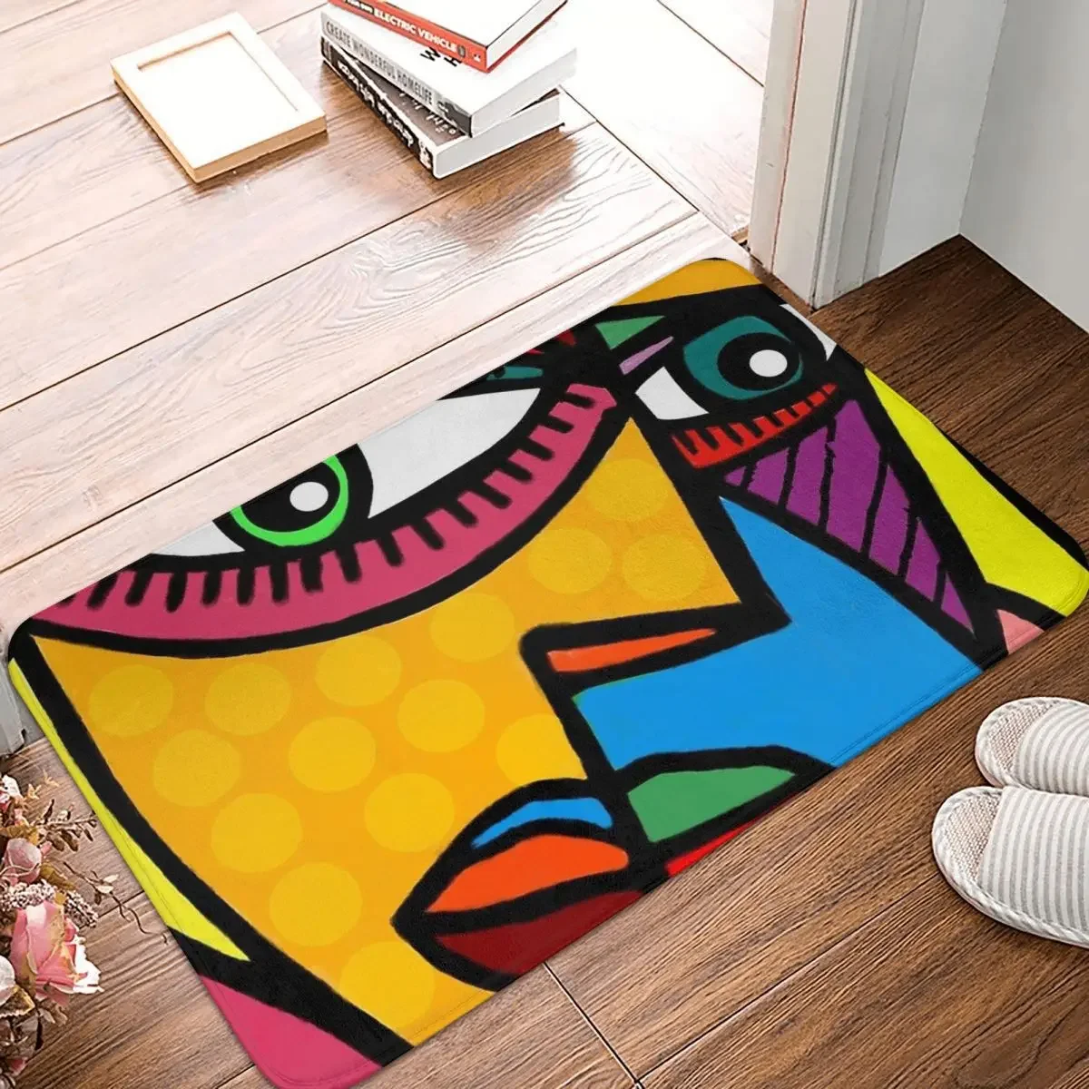 

Picasso Painting Style Bedroom Mat Funky Abstract Face Doormat Kitchen Carpet Outdoor Rug Home Decor