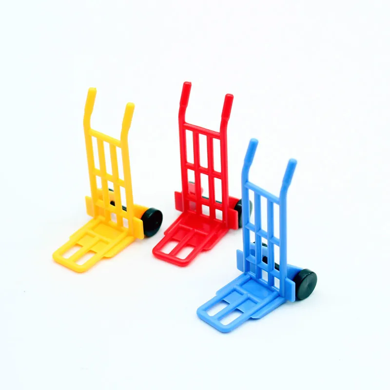 Set De 3 Vehículos De Construcción En Miniatura – Carretilla Elevadora, Carro De Mano Y Plataforma, Plástico, Para Casa De Muñecas