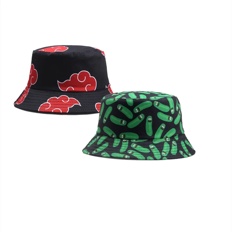 

Anime Cartoon Cloud Cucumber Printed Fisherman Hat Ninja Adult Street Trend Double-Sided Basin Cap Summer Outdoor Sunshade Hat