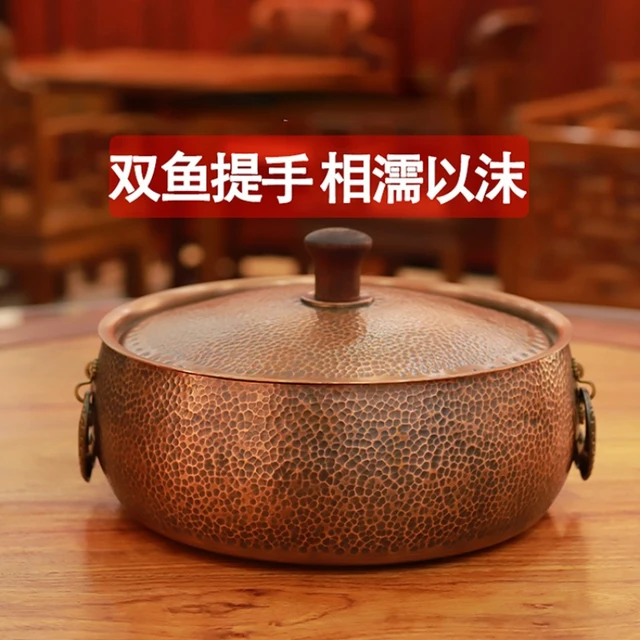 Chinese Domestic Flat-bottomed Hot Pot for Soup Cooker Pure Copper Soup  Cooker Induction Cooker Electric Skillet Electric Pan - AliExpress