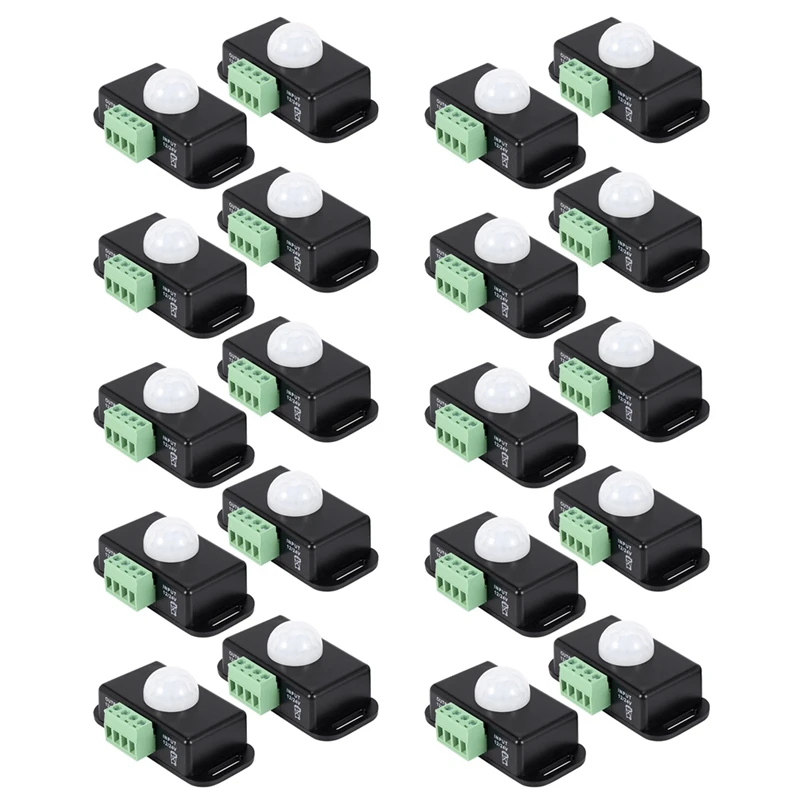 

20 X DC 12V/24V 8A корпус инфракрасный PIR датчик движения переключатель светодиодный автоматическая лента, черный