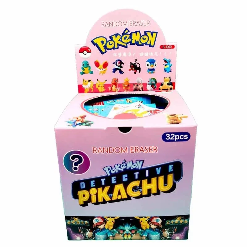 

32Pcs/Set 3D Pokemon kawaii Creative Diy Cartoon Pencil Eraser Anime Action Figure Pikachu Student Stationery Kids Gifts and