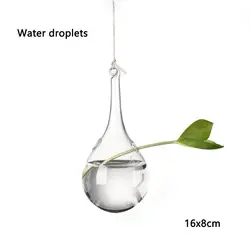 Elegant Hanging Glass Terrarium Vase for Hydroponic Plants and Home Decor (Water droplet(16x8cm)
