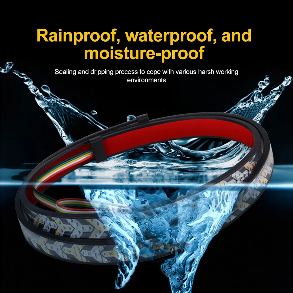 Car Strip Turn Signal Lamp Flowing Dynamic Warning Brake Reverse Tail light Truck LED Tailgate light Arrow LED Strip 12V 24V 3