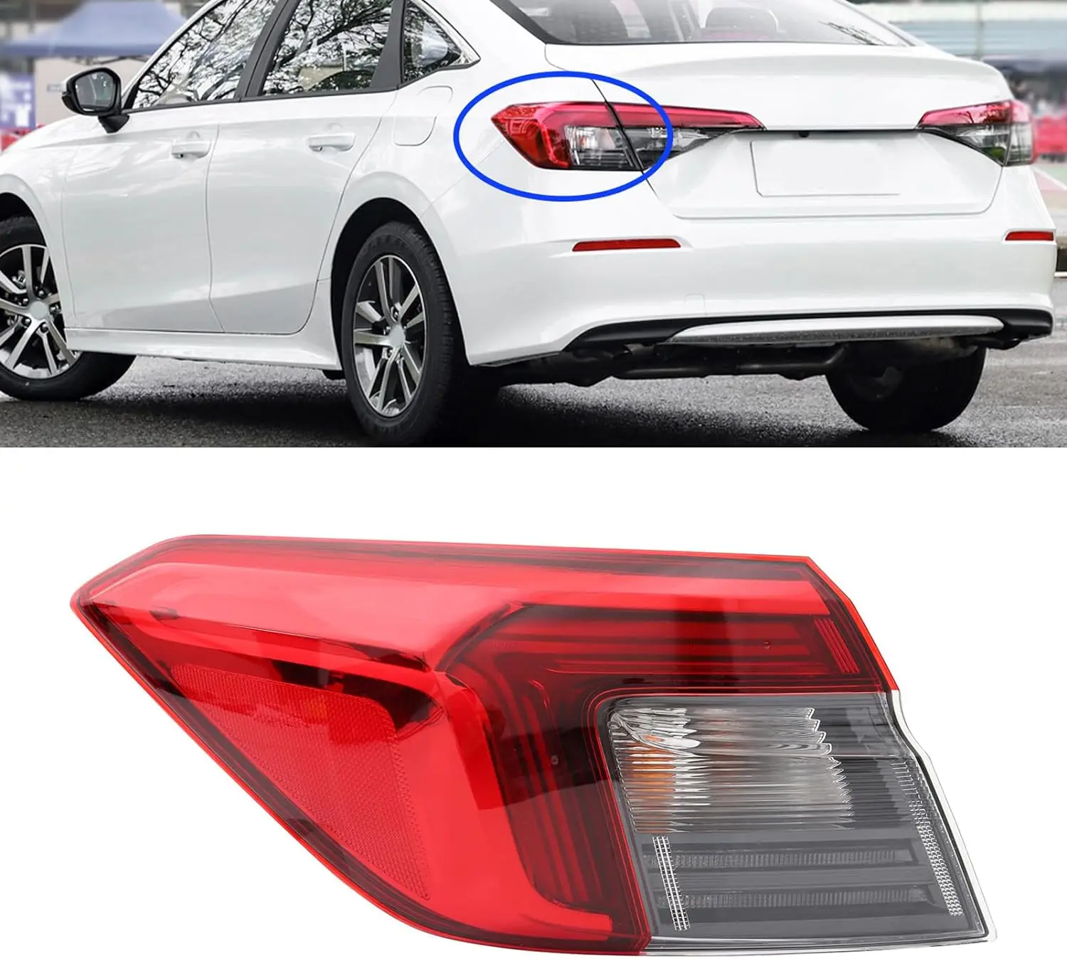 

Rear Outer Tail Light Assembly Fit for Honda Civic Sedan 2022 2023 Brake Tail Lamp with Bulb Replace for HO2804123,33550T20A01