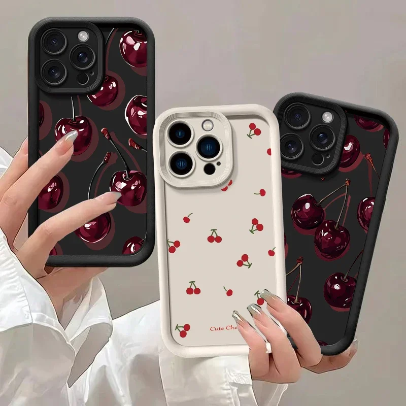 Retro Cherry Fruit Print Phone Case Cover