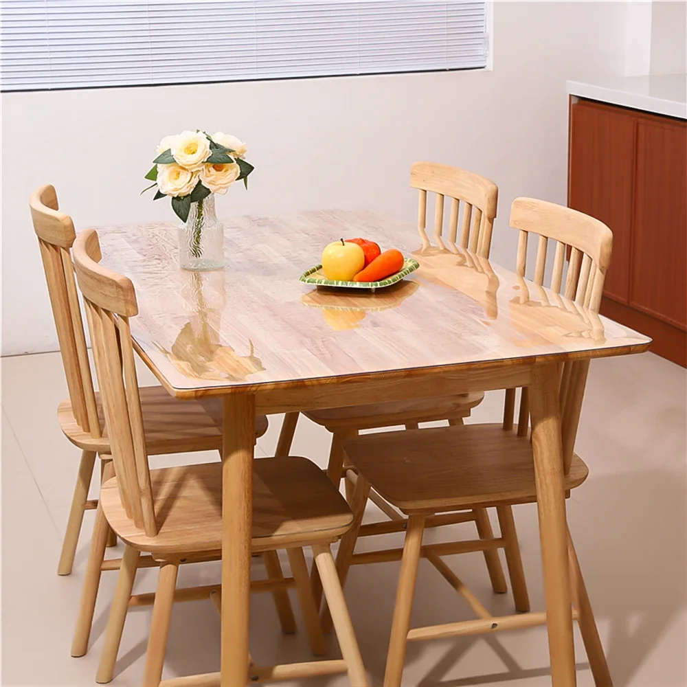 PVC transparent tablecloth with a thickness, heat-resistant, waterproof, and oil resistant dining table mat, 1pc 4