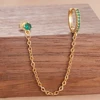 Boucles d'oreilles pendantes en acier inoxydable pour femmes, chaîne de couleur or, pendentif en zircone, Clip, accessoires bijoux de fête de vacances