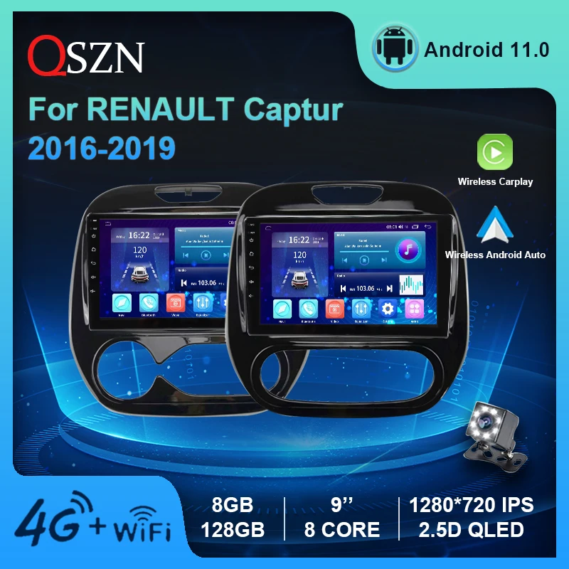 

4G беспроводной автомобильный мультимедийный плеер Carplay для Renault Captur 2016-2019 Авторадио Gps-навигация Android 11 Стерео 9 дюймов WIFI