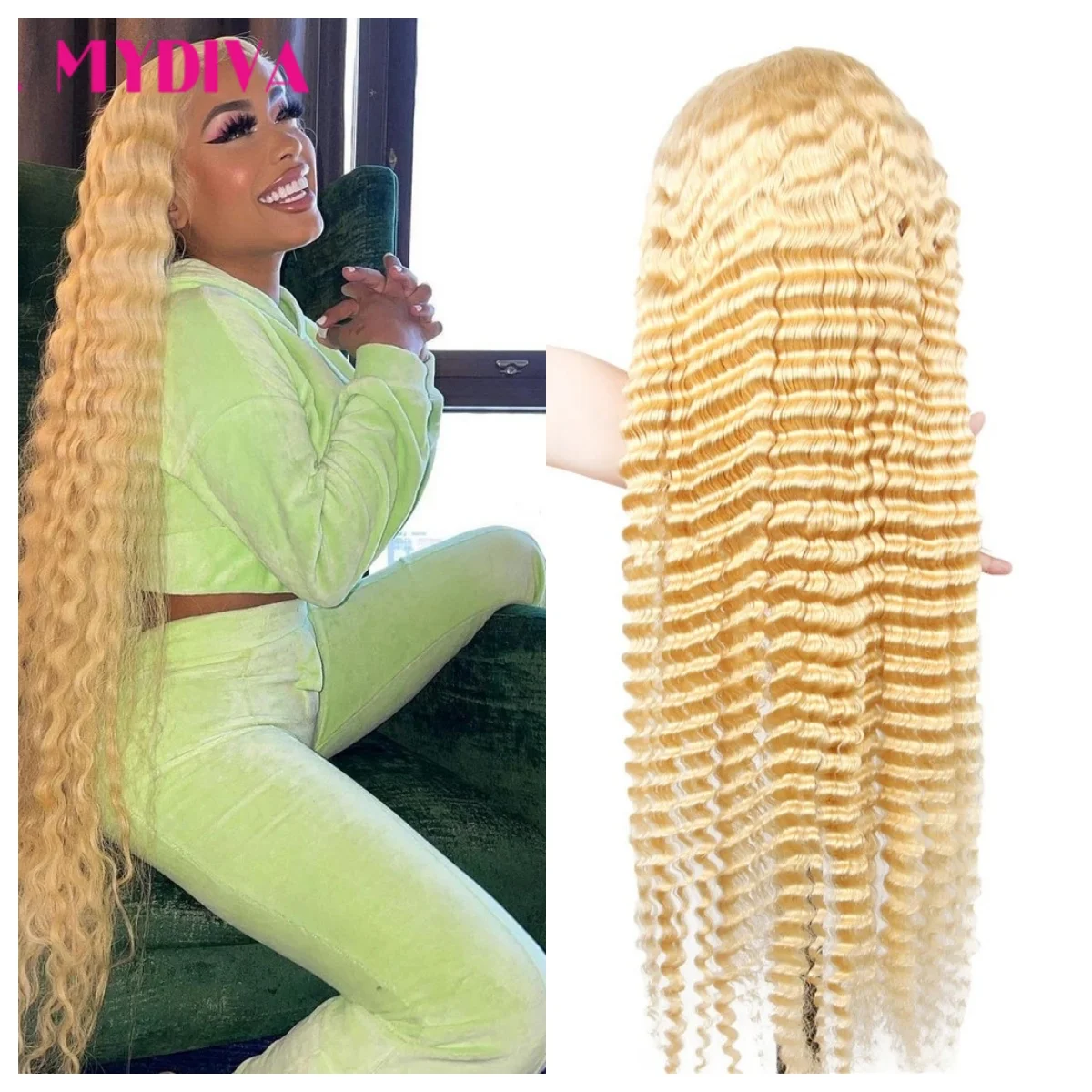 

30 32 Inch 613 Honey Blonde 13x4 Deep Wave Transparent Lace Frontal Wig Brazilian 150% Curly Colored Pre Plucked Glueless Wigs