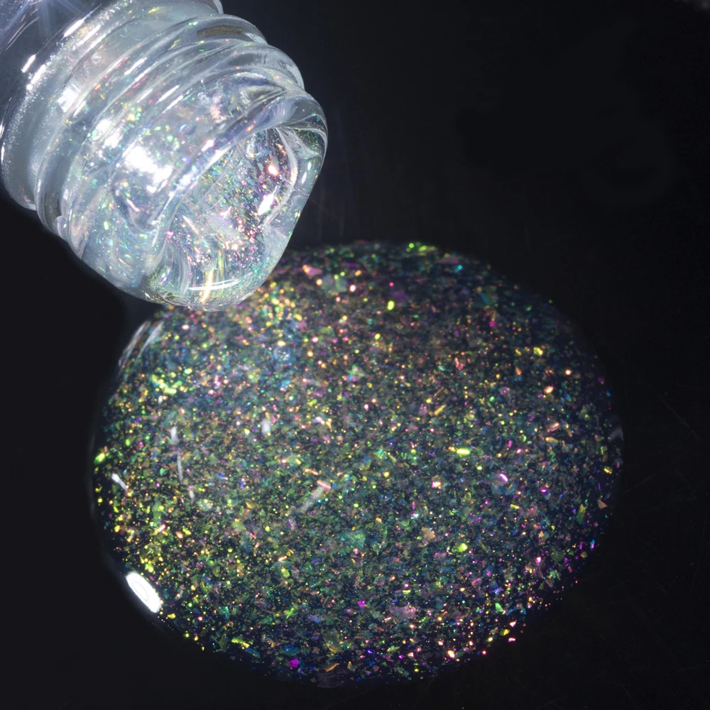 KODIES GEL Aurora Sparkle Top Coat Glitter Gel Nail Polish 2 IN 1 Chrome Pigment Shine Gel Finish Sealer Color Topcoat Nails Art 3