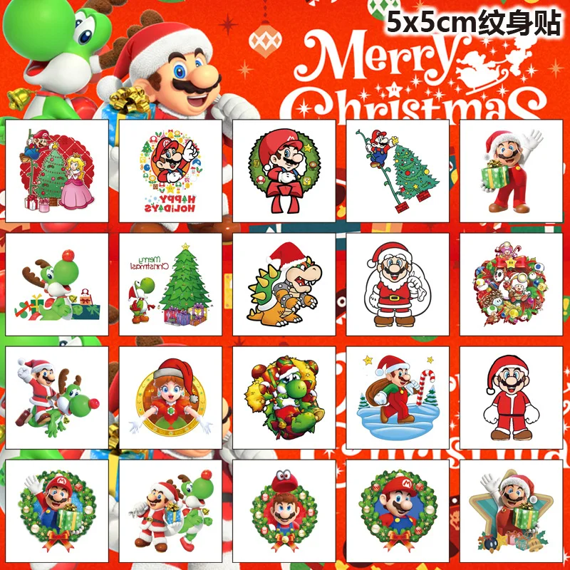 thumbnail image 5 of 20 pegatinas de tatuajes temporales de dibujos animados de Super Mario, tatuajes navideños de Mario para niños, tatuajes impermeables para niños, regalo de cumpleaños divertido, 5 of 5
