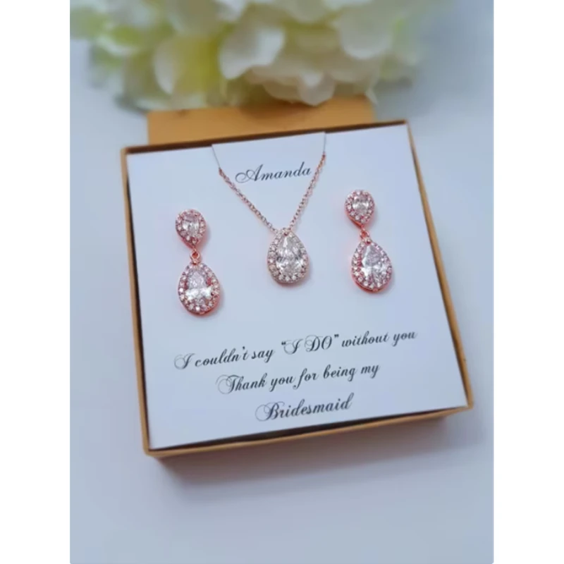 Custom Bridesmaid jewelry set gift 