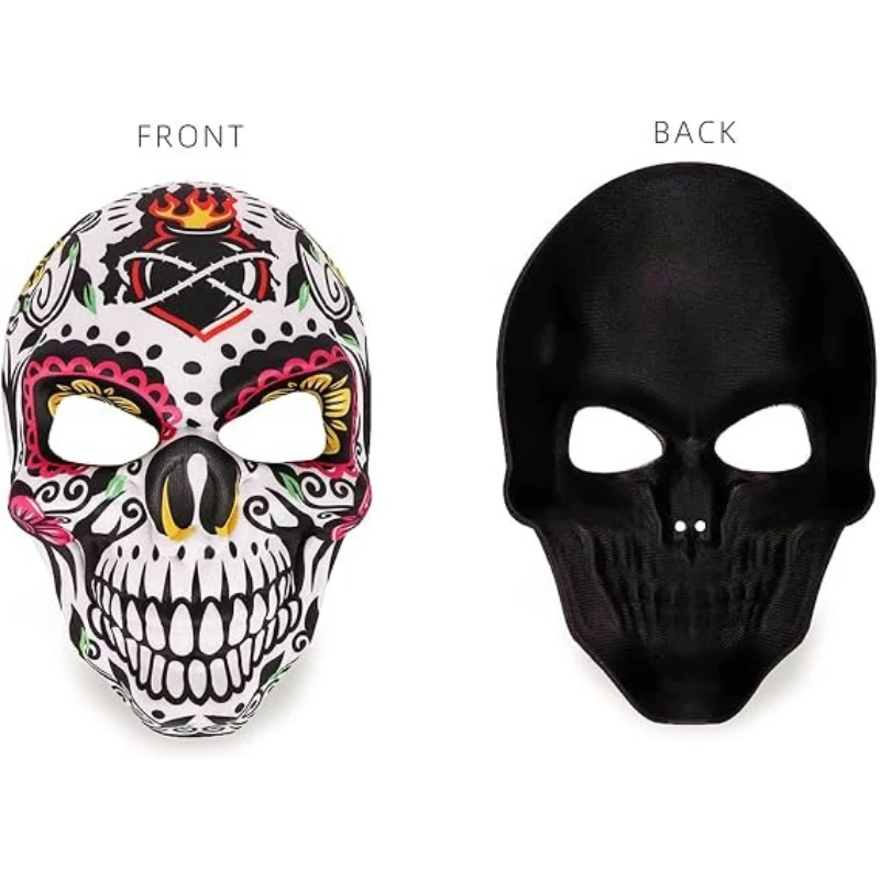 Spooky Day of the Dead Sugar Skull Mask – Festive Cosplay Party Accessory for Halloween Celebrations