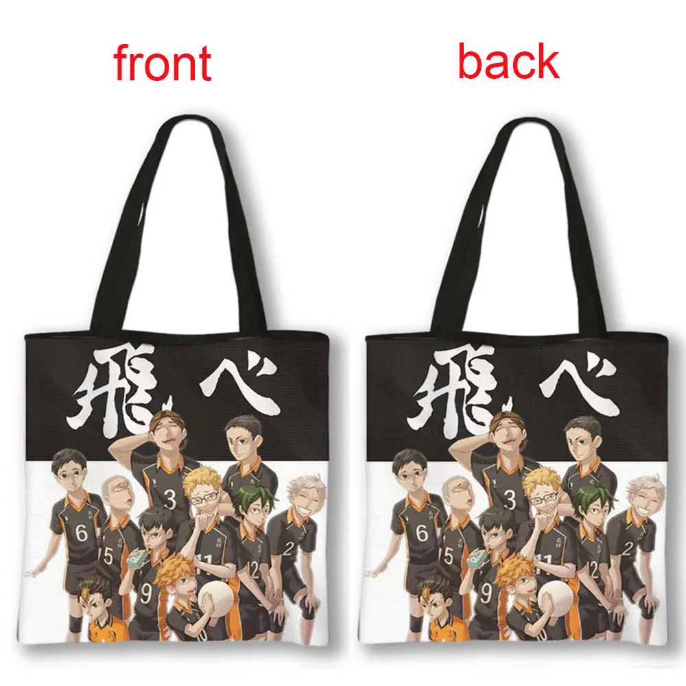 Anime Volleyball Juvenile Shoulder Bag Cartoon Volleyball Haikyuu!! Women Handbags Shoyo Hinata Fly High Tote Bag Shopping Bags 