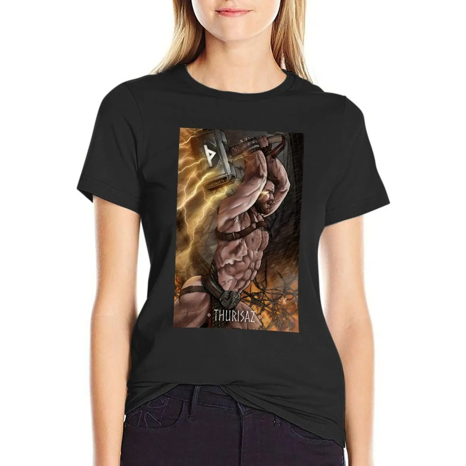 

Thurisaz T-Shirt aesthetic clothes plus size tops oversized t shirts for Women