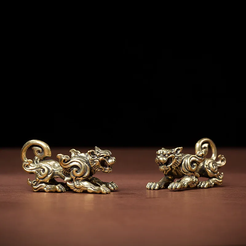 

Маленькое украшение из латуни Kirin 2 шт., креативный офис, персонализированный домашний декор счастливого зверя, размещение, подарки ручной работы