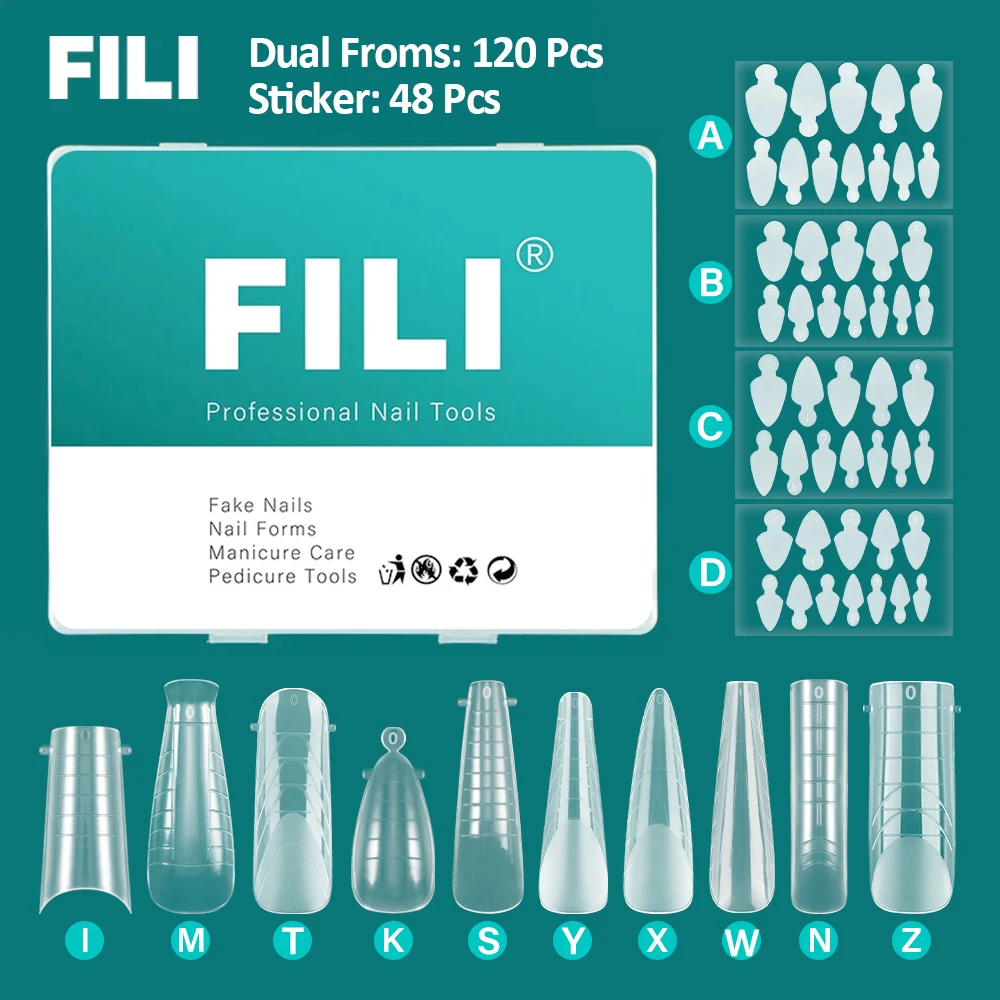 Description Picture 6 of item168 Pcs Nail Extension System Tips Almonds Stiletto French Coffin Top Molds with Soft Silicone Pad Dual Forms Manicure Tool Kits